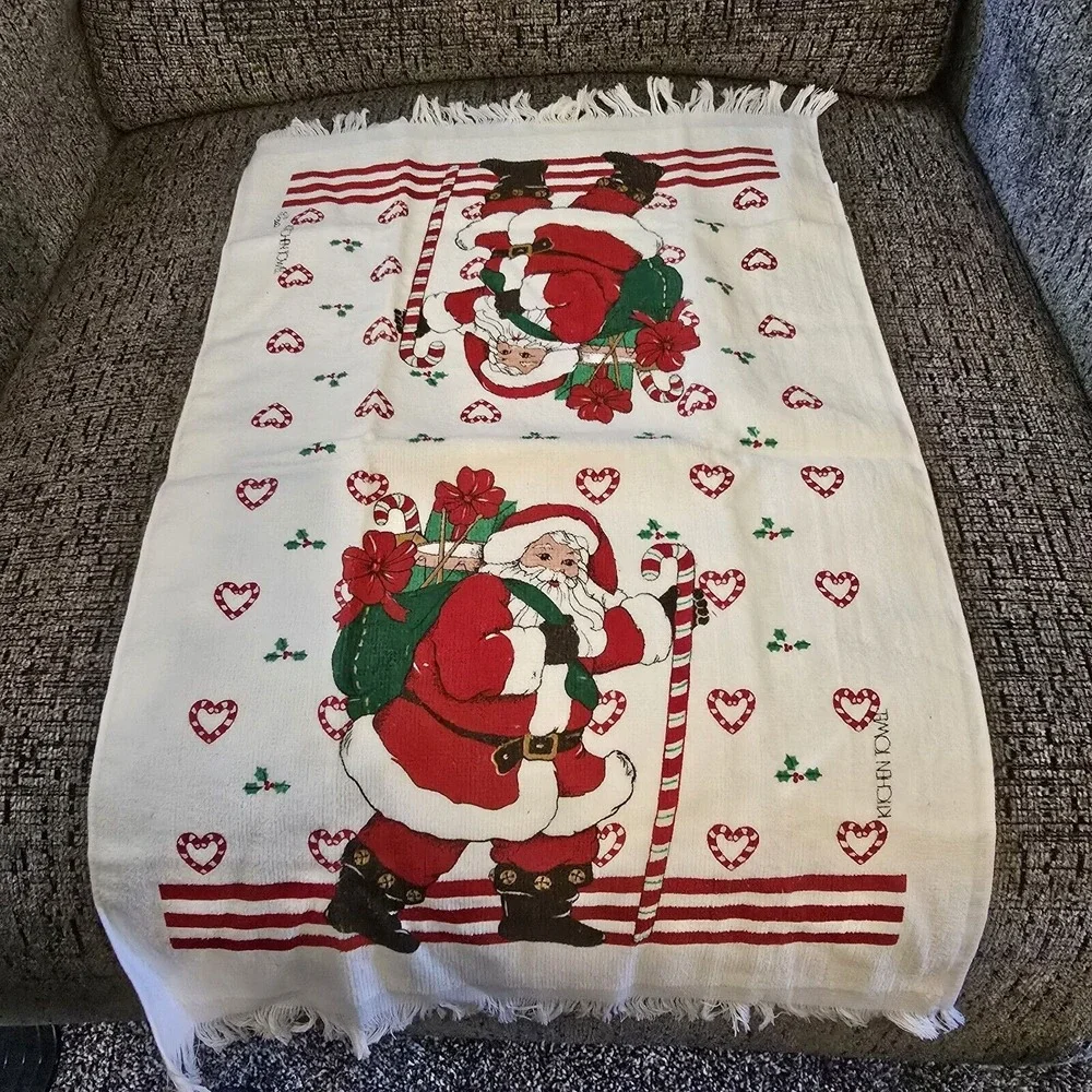 Cecil Saydah Company Christmas Santa Holiday Kitchen Towel Pot Holder Set‎ VTG
